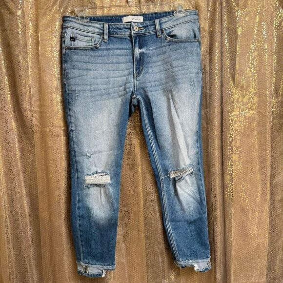 KanCan Mid Rise Skinny Ankle Reverse Hem Light Wash Jeans 15/31 - Picture 1 of 12